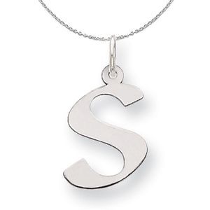 Silver Karlie Collection Block Initial Charm Letter S Necklace - 20 In